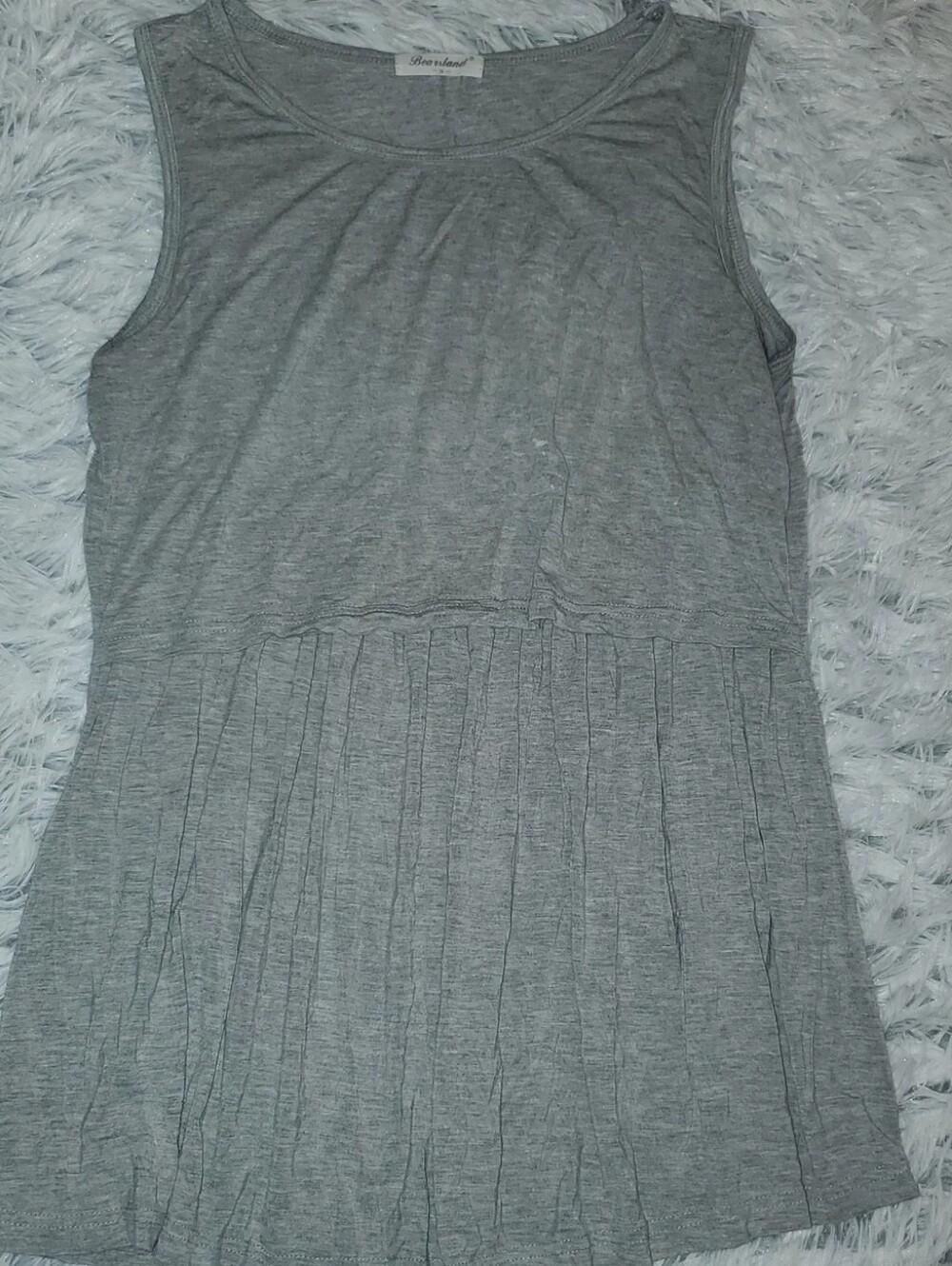 Bearsland Light Gray Sleeveless Pleated-Panel Maternity Top